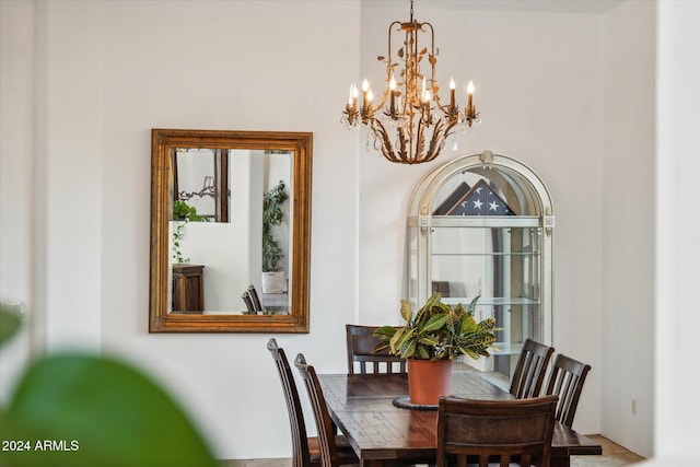 dining room featuring a chandelier