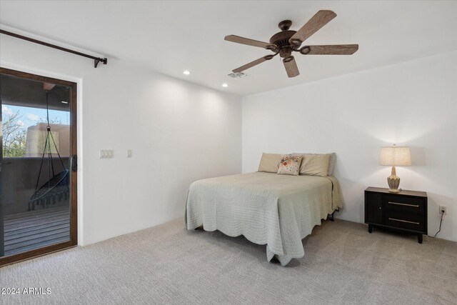 36600 N 50th St, Cave Creek, AZ 85331 - carpeted bedroom with access to outside, recessed lighting, and ceiling fan