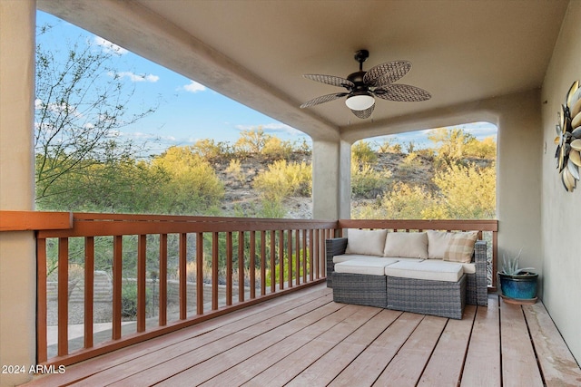 36600 N 50th St, Cave Creek, AZ 85331 - wooden deck with ceiling fan and an outdoor hangout area