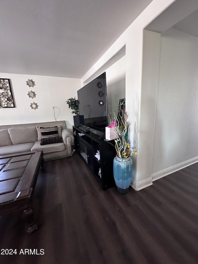 living room featuring dark hardwood / wood-style floors