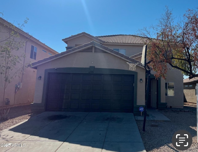 view of property featuring a garage