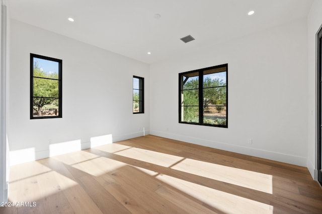 unfurnished room with light wood-type flooring and plenty of natural light