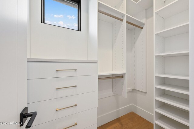 walk in closet featuring hardwood / wood-style flooring