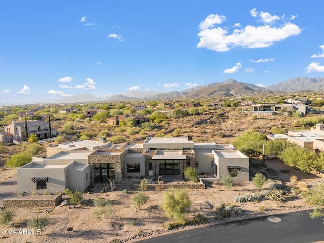 9940 E Aleka Way, Scottsdale, AZ 85262 - view of front of property with stucco siding, a mountain view, and a residential view