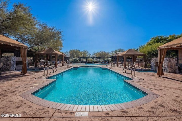 view of pool featuring a gazebo