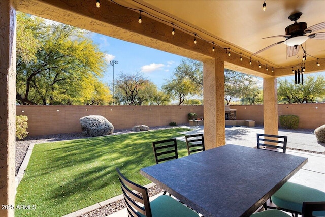 view of patio with ceiling fan