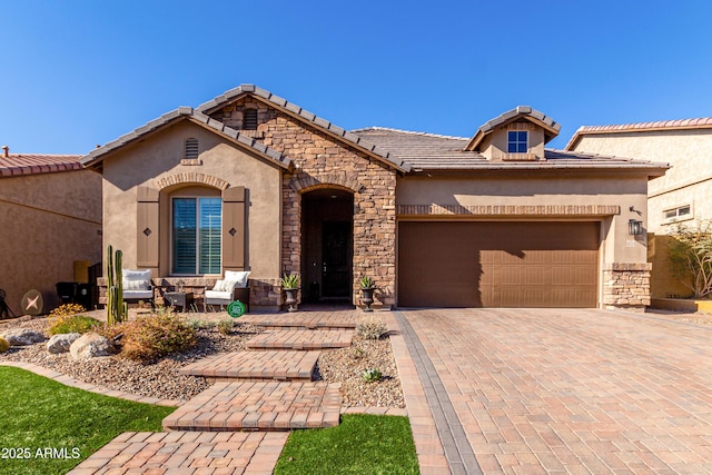 view of front of house with a garage