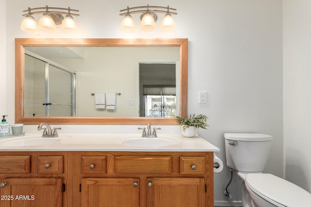 9460 E Mission Ln Unit 115, Scottsdale, AZ 85258 - bathroom with double vanity and an enclosed shower