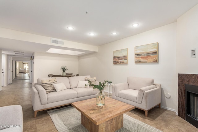 9460 E Mission Ln Unit 115, Scottsdale, AZ 85258 - living area featuring recessed lighting and a fireplace