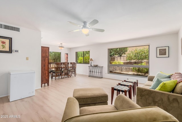 6802 N 26th St, Phoenix, AZ 85016 - living room featuring light wood-style floors and a ceiling fan