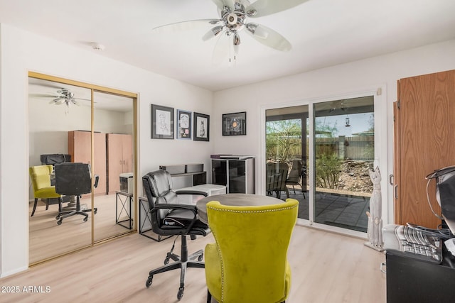 6802 N 26th St, Phoenix, AZ 85016 - home office with light wood-style floors and ceiling fan