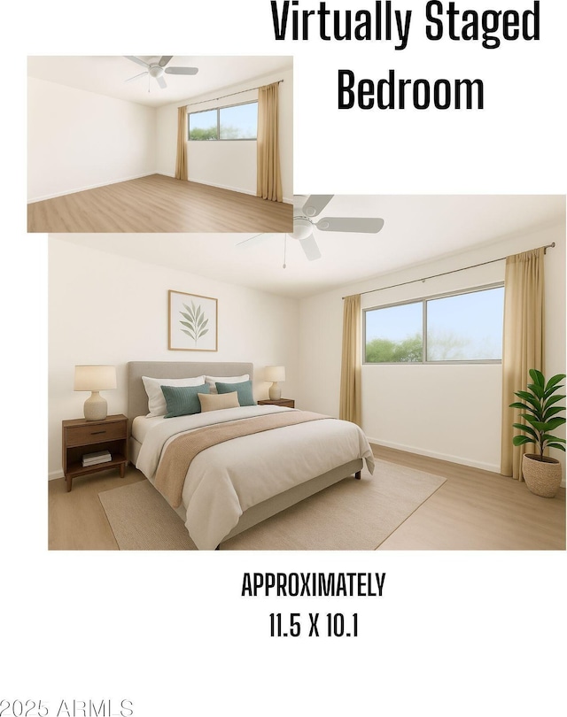 6802 N 26th St, Phoenix, AZ 85016 - bedroom with multiple windows and ceiling fan