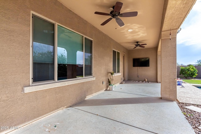 view of patio / terrace with ceiling fan