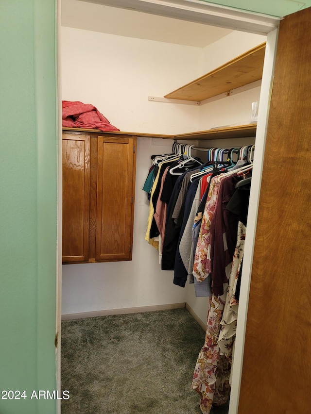 spacious closet with dark carpet