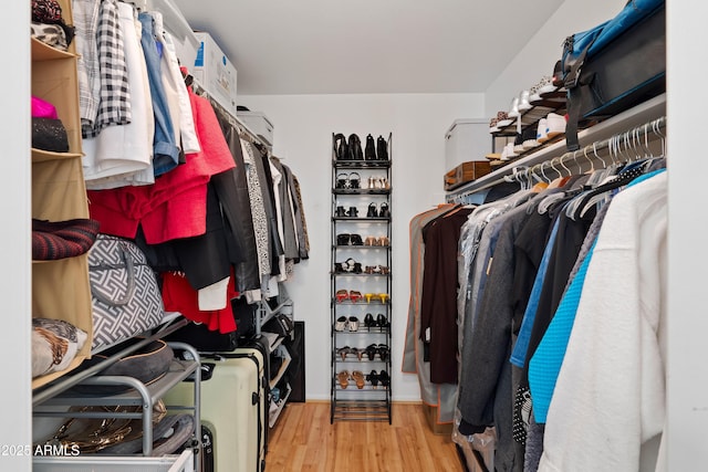spacious closet with wood finished floors