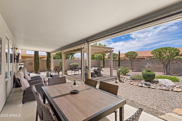 view of patio / terrace with outdoor lounge area and a fenced backyard