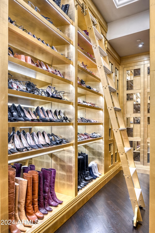 wine cellar featuring wood finished floors