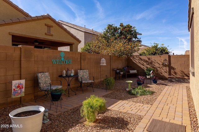 view of patio with a fenced backyard