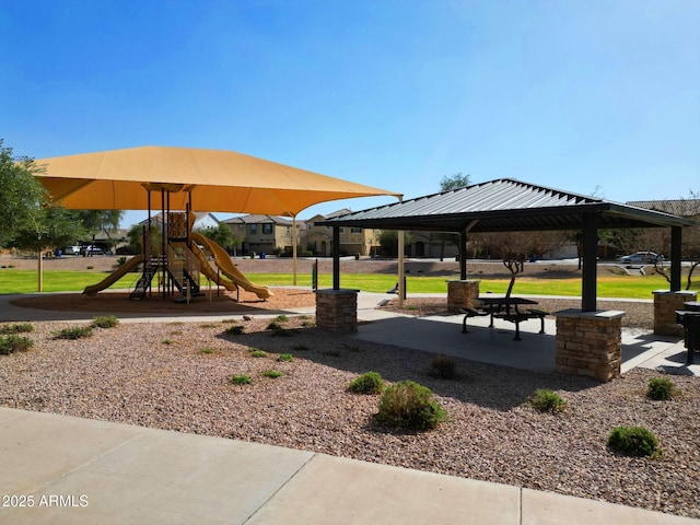 community play area featuring a gazebo