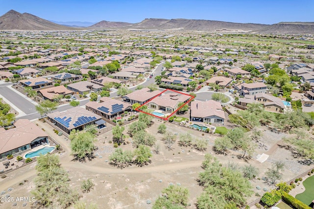 30374 N 124th Dr, Peoria, AZ 85383 - aerial view of residential area featuring property parcel outlined and mountains