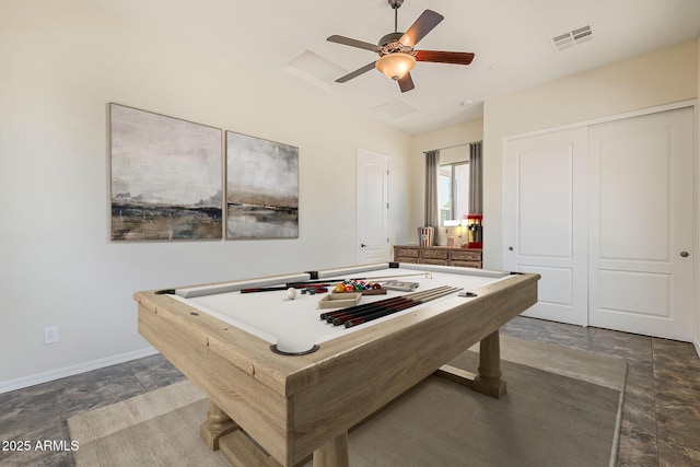 30374 N 124th Dr, Peoria, AZ 85383 - playroom featuring a ceiling fan, baseboards, and stone finish floors