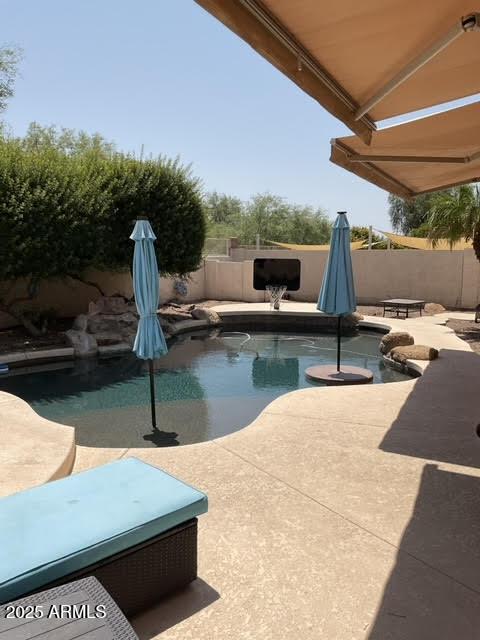 view of pool featuring a patio