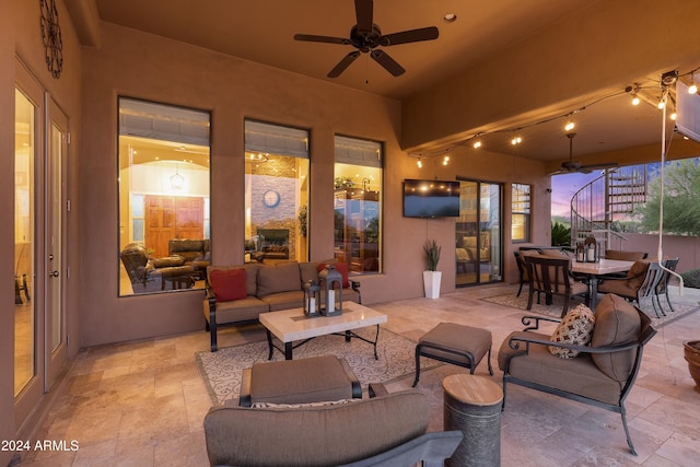 view of patio / terrace with outdoor lounge area and ceiling fan