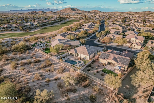 drone / aerial view featuring a mountain view