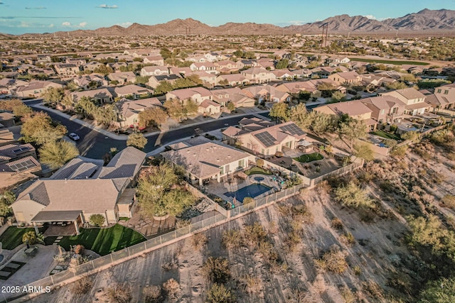 bird's eye view with a mountain view