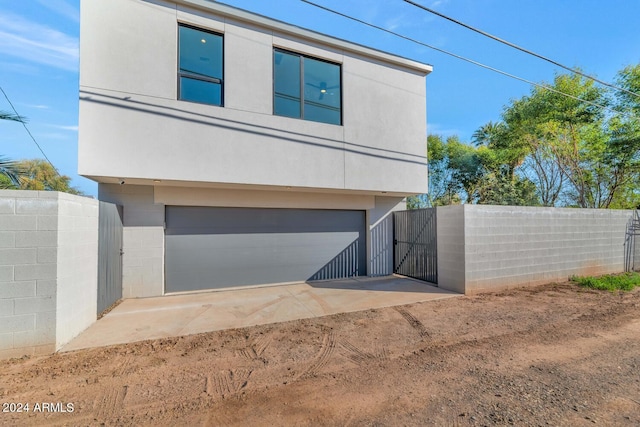 contemporary home with a garage