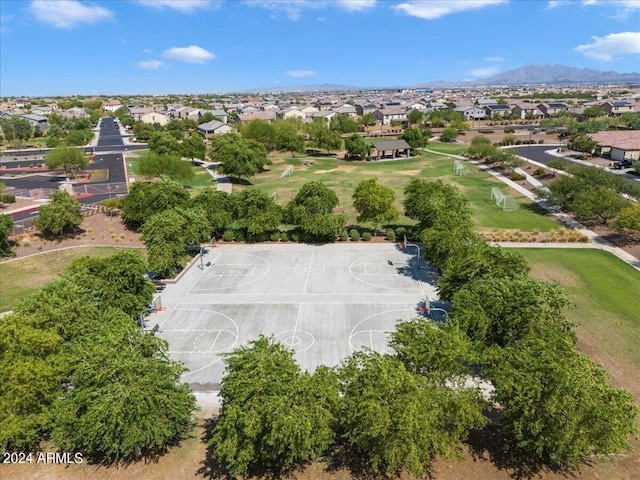 drone / aerial view featuring a mountain view