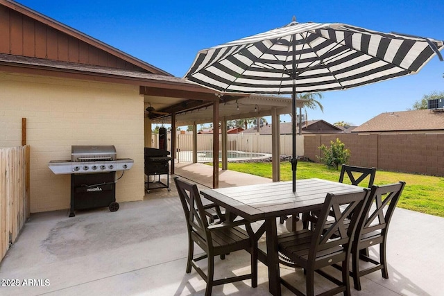 view of patio / terrace with a grill