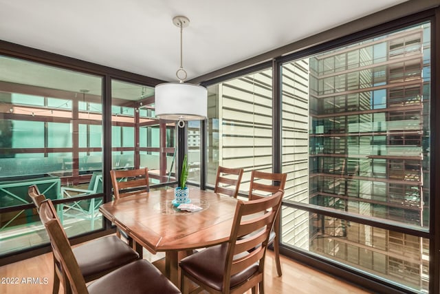 dining space featuring light hardwood / wood-style flooring