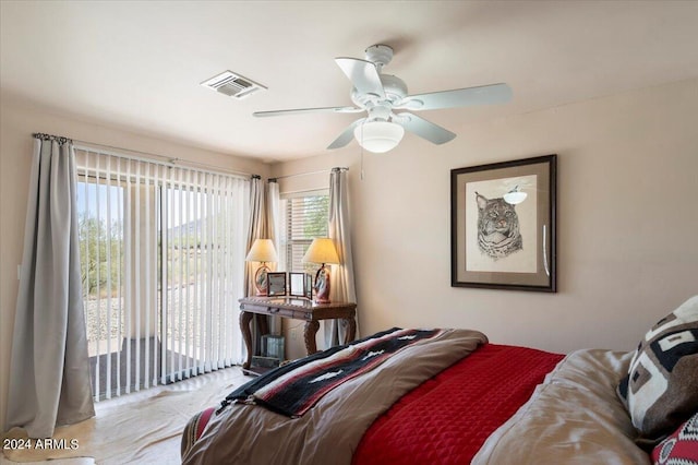 bedroom featuring ceiling fan