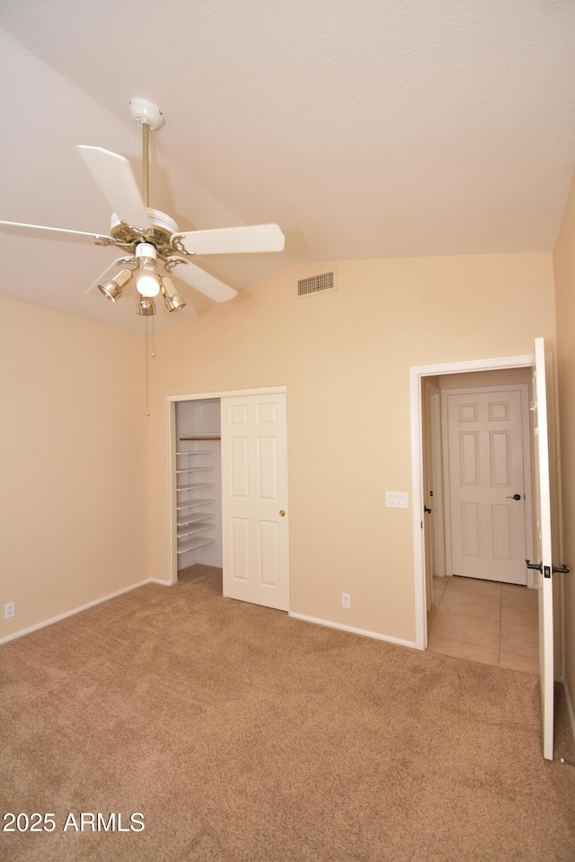 9145 W Menadota Dr, Peoria, AZ 85382 - unfurnished bedroom with a closet, a ceiling fan, visible vents, light carpet, and baseboards