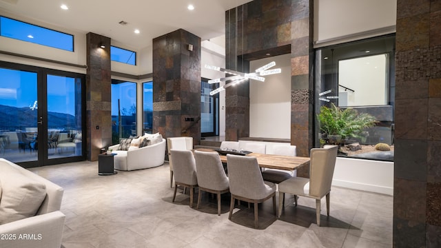 1805 E Rocky Slope Dr, Phoenix, AZ 85048 - dining room featuring visible vents, recessed lighting, and a towering ceiling