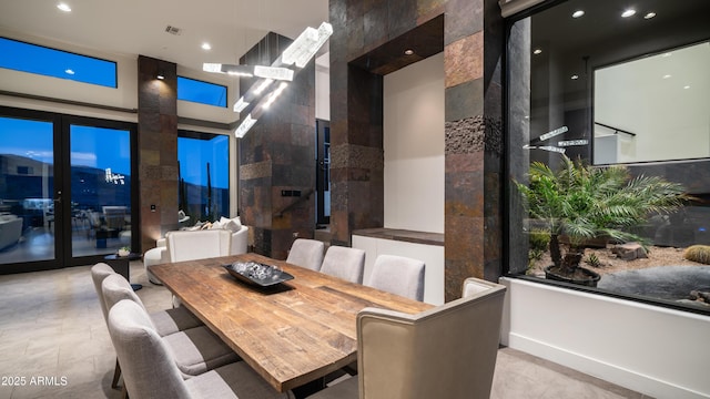 1805 E Rocky Slope Dr, Phoenix, AZ 85048 - dining room with recessed lighting, visible vents, and a towering ceiling