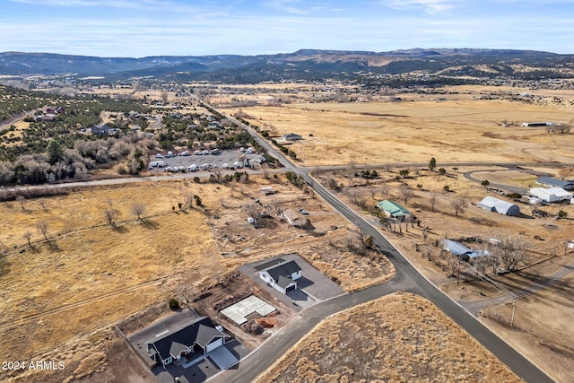 drone / aerial view featuring a mountain view