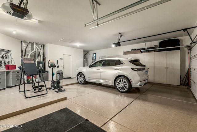 garage with a garage door opener