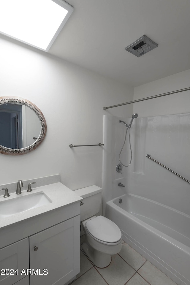 full bathroom with tile patterned flooring, vanity, toilet, and bathing tub / shower combination