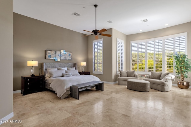 bedroom featuring ceiling fan