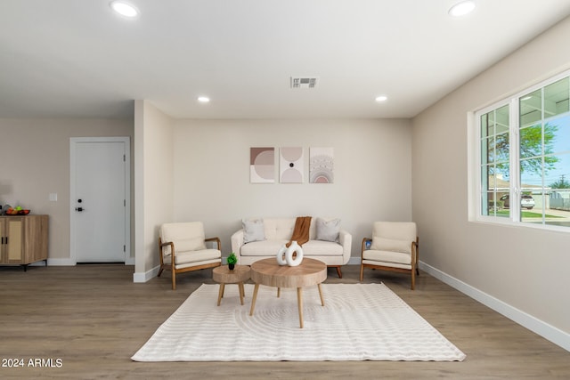 living room with hardwood / wood-style flooring