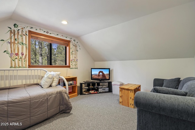 583 Reata Pass, Happy Jack, AZ 86024 - carpeted bedroom with vaulted ceiling and recessed lighting