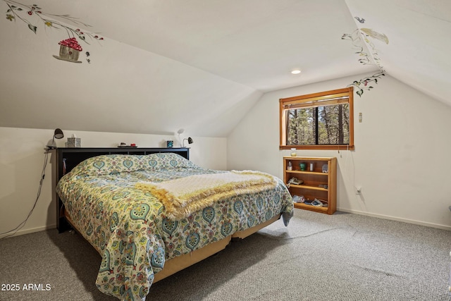 583 Reata Pass, Happy Jack, AZ 86024 - carpeted bedroom featuring baseboards and lofted ceiling