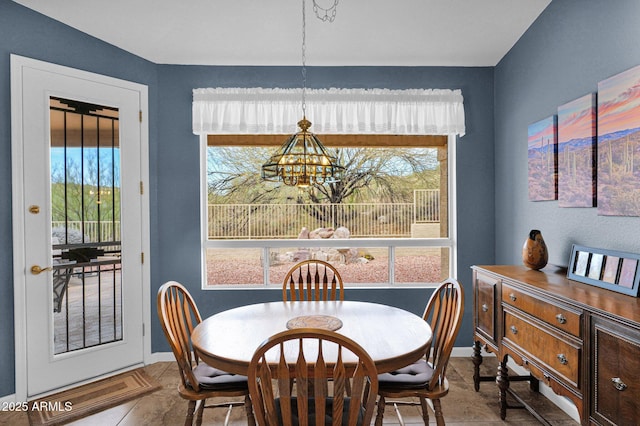 dining room featuring an inviting chandelier