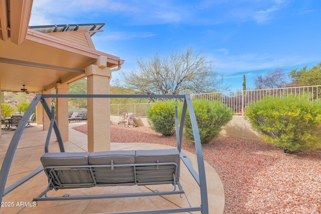 view of patio / terrace with ceiling fan