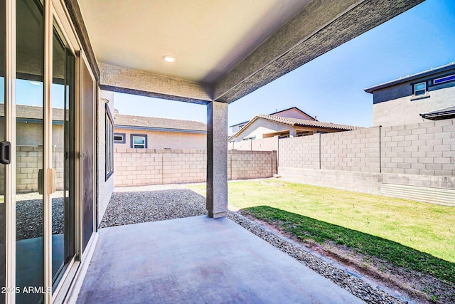 view of patio with a fenced backyard