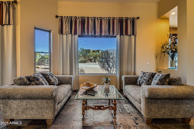 living room with plenty of natural light