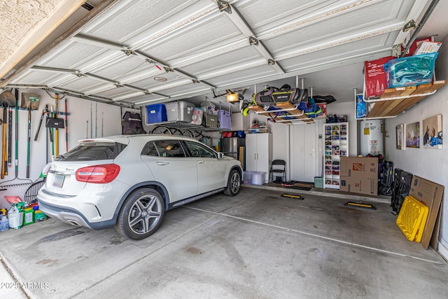 garage with gas water heater