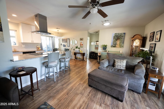 living room with hardwood / wood-style floors